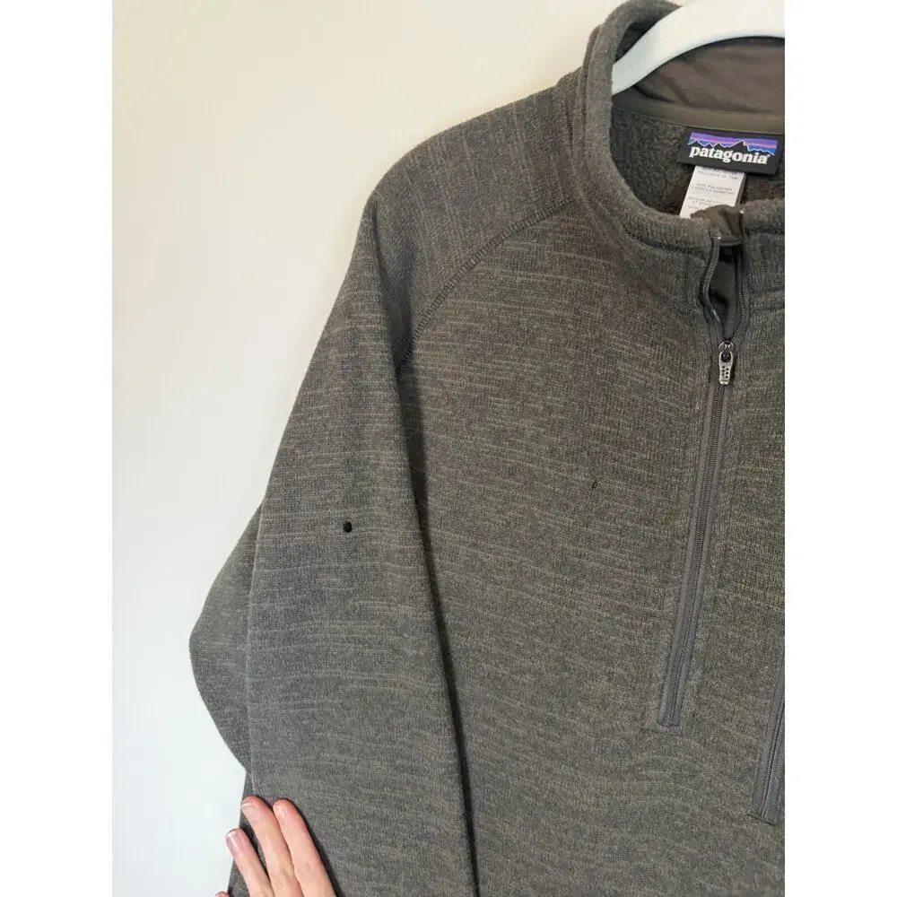 Patagonia Better Sweater Quarter Zip Fleece Jacket Heathered Brown Mens Sz M